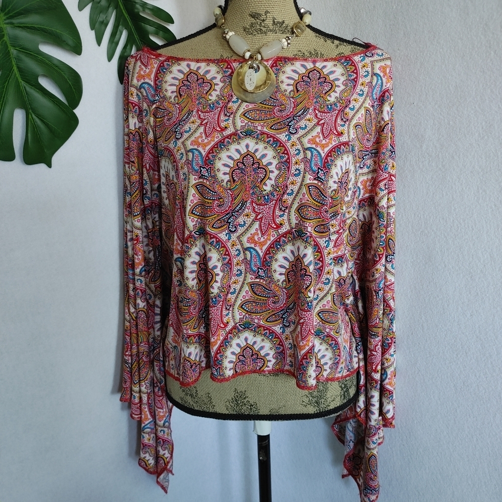 Scarlet UK Paisley Scarf Crop Blouse